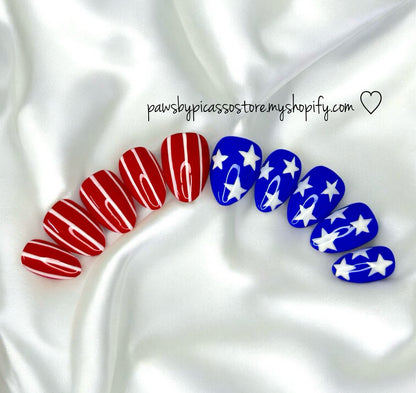 Patriotic American Flag nails - Paws By Picasso Patriotic American Flag nails