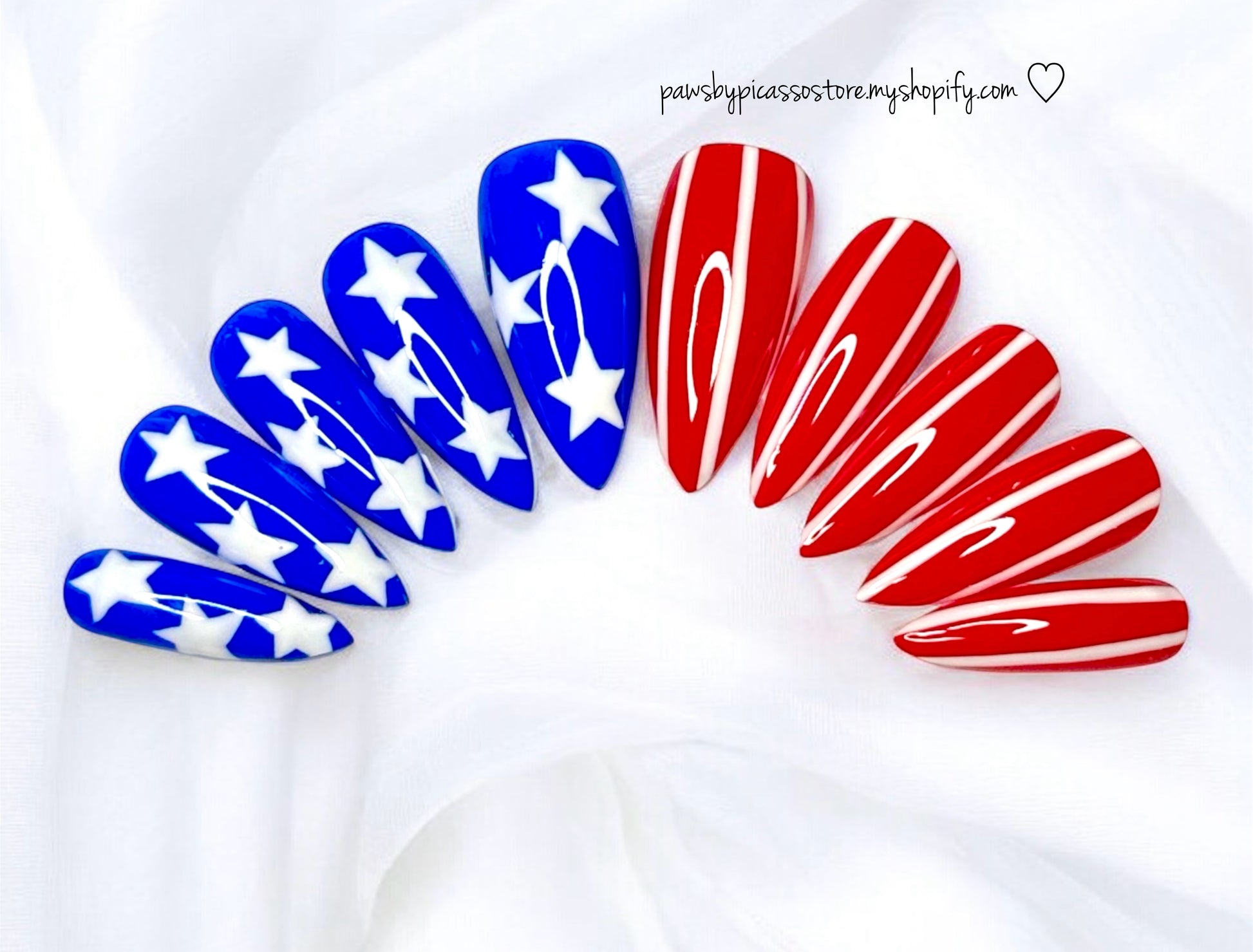 Patriotic American Flag nails - Paws By Picasso Patriotic American Flag nails