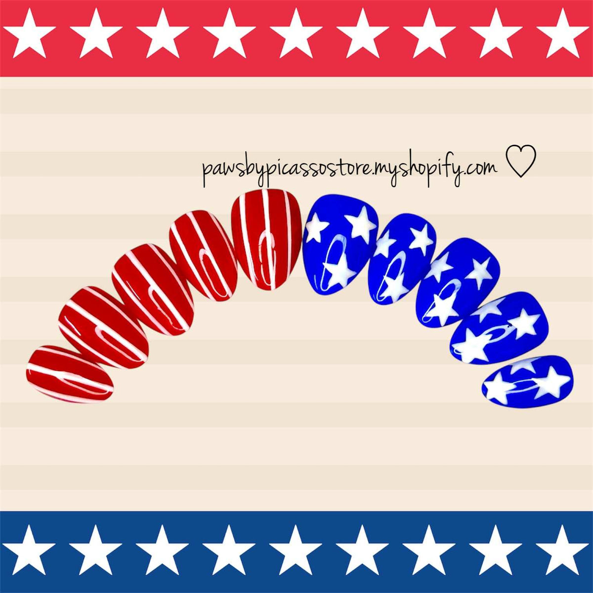 Patriotic American Flag nails - Paws By Picasso