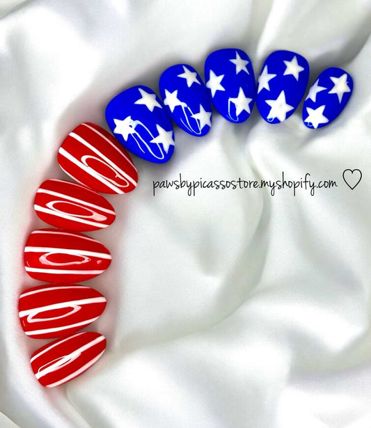 Patriotic American Flag nails - Paws By Picasso