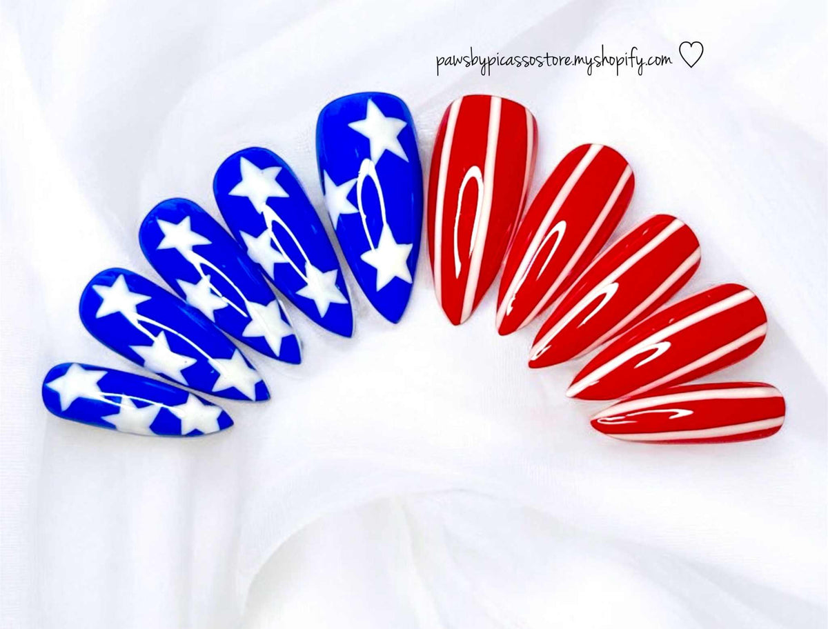 Patriotic American Flag nails - Paws By Picasso