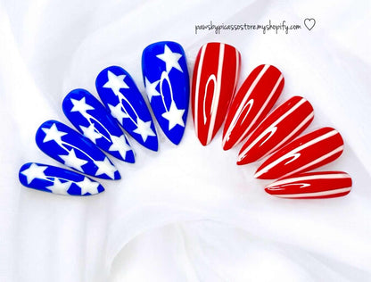 Patriotic American Flag nails - Paws By Picasso