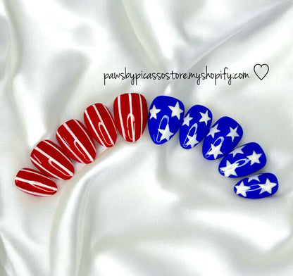 Patriotic American Flag nails - Paws By Picasso