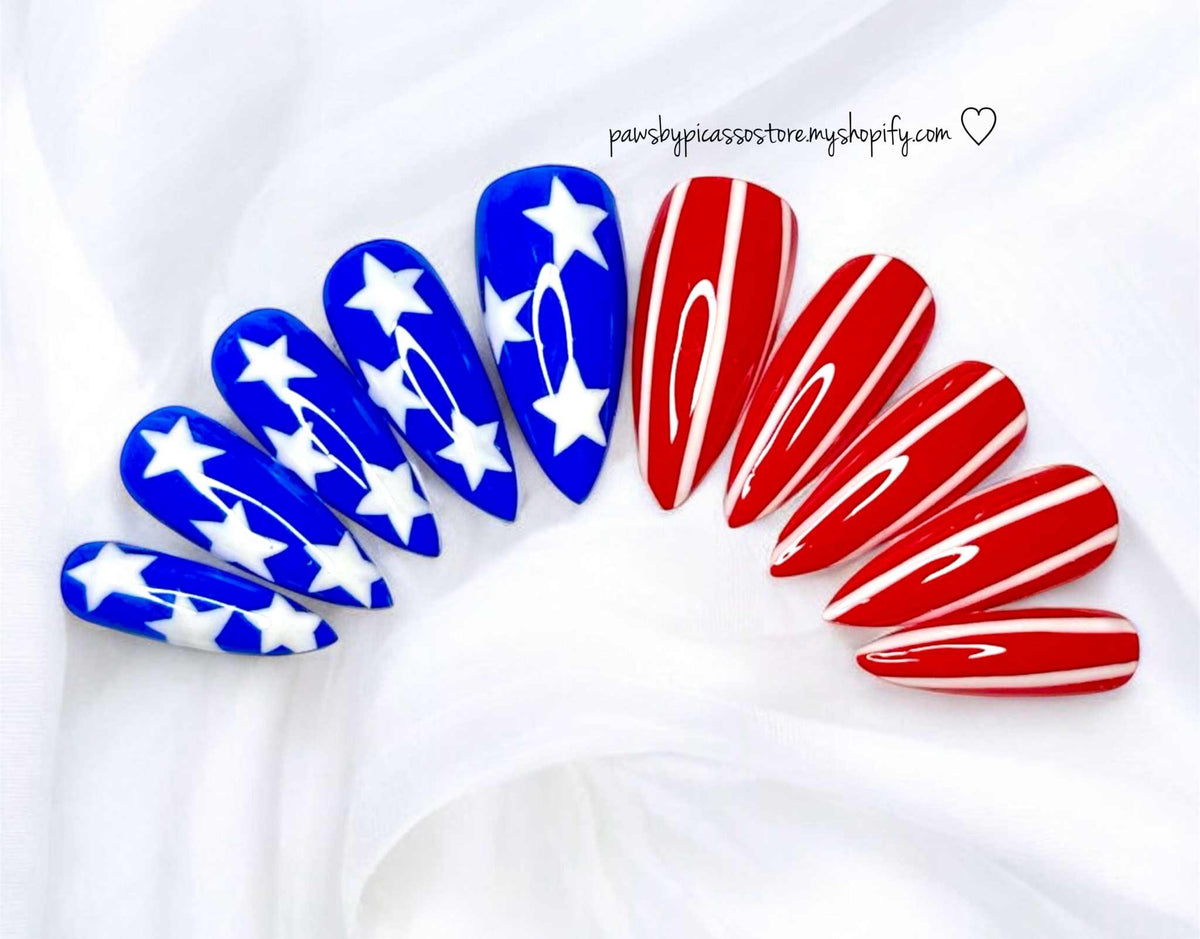 Patriotic American Flag nails - Paws By Picasso