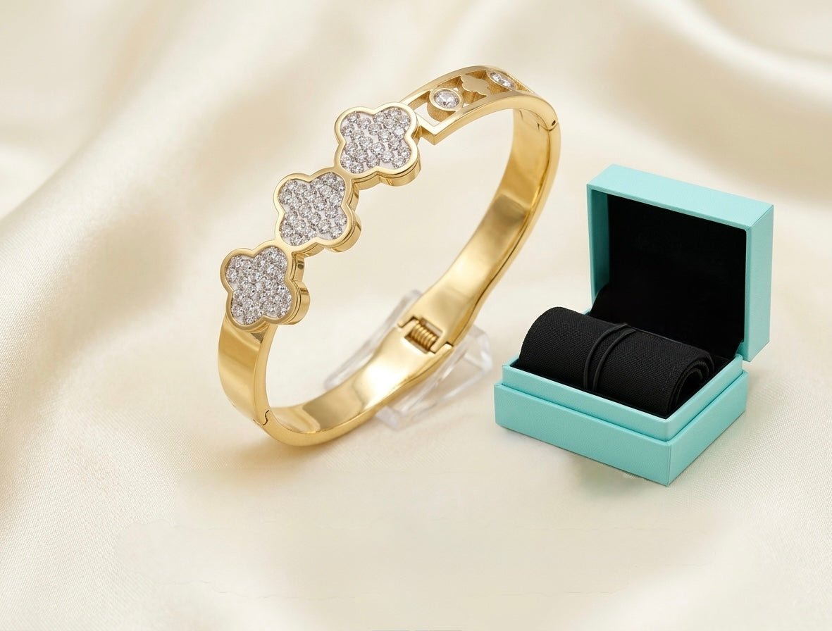 Stainless Steel 3 Clover Bangle - Paws By Picasso